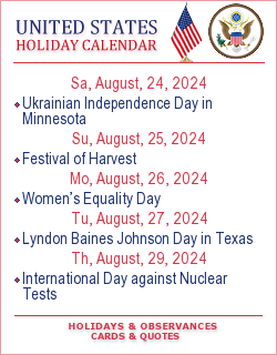 United States Holiday calendar. Greeting Cards, quotes and wishes.