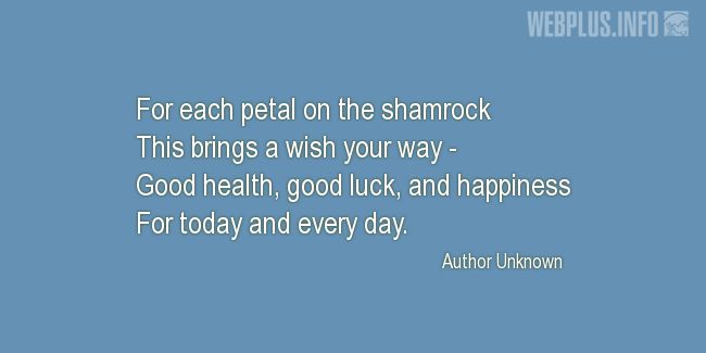 Quotes and pictures for St.Patricks Day quotations. «Shamrock petals» quotation with photo.