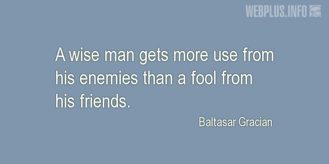 Quotes and pictures for Wise and fool. «Use from enemies» quotation with photo.