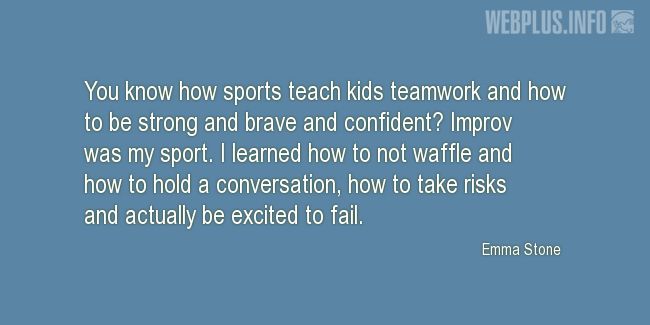 Quotes and pictures for Involving children in sports. «Sports teach kids teamwork» quotation with photo.