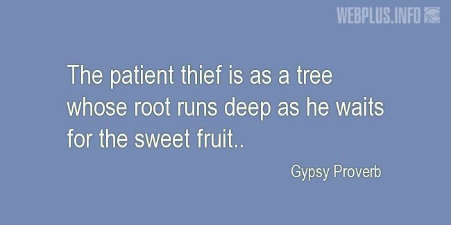 Quotes and pictures for Gypsy Proverbs and sayings. «Patient thief» quotation with photo.