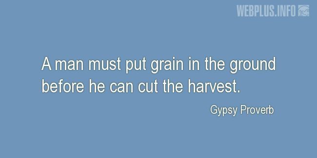 Quotes and pictures for Gypsy Proverbs and sayings. «The harvest» quotation with photo.