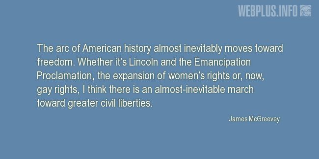 Quotes and pictures for Emancipation Day. «The arc of American history almost inevitably moves toward freedom» quotation with photo.