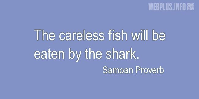 Quotes and pictures for Samoan Proverbs. «The careless fish» quotation with photo.