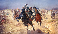 Painting: Brigadier General Kazimierz Pulaski mortally wounded at the battle of Savannah on the 9th of October 1779 by Stanislaw Batowski Kaczor