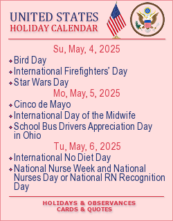 United States Holiday calendar