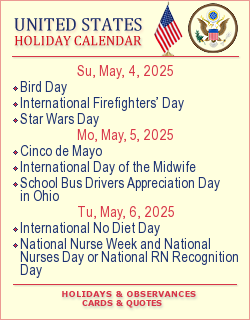 United States Holiday calendar