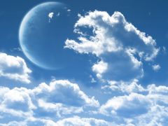 Луна в облаках. 
 Небо и облака. 
 Размер 1024 X 768