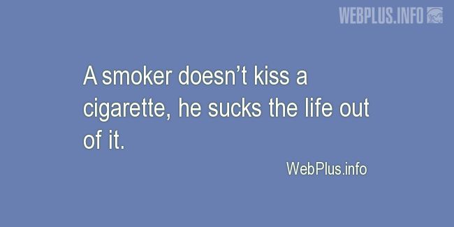 Quotes and pictures for Foolishness, folly, silliness, stupidity. «A smoker doesnt kiss a cigarette» quotation with photo.