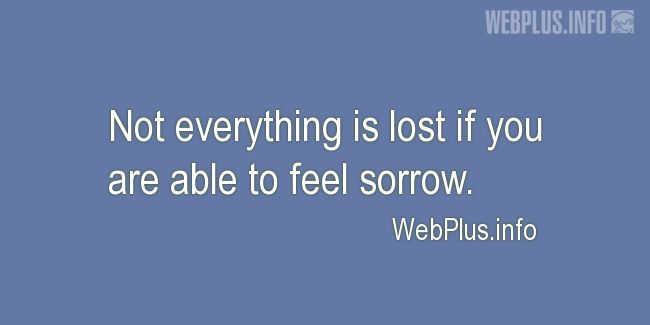 Quotes and pictures for Feeling sorrow. «Not everything is lost» quotation with photo.