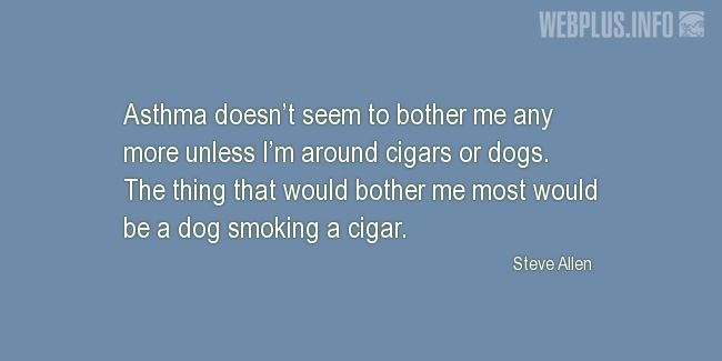 Quotes and pictures for Asthma Day. «A dog smoking a cigar» quotation with photo.