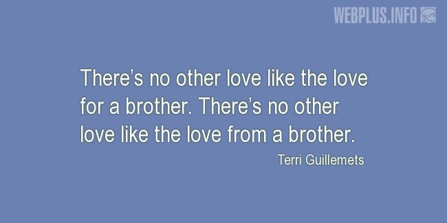Quotes and pictures for Brothers and sisters. «Theres no other love like the love for a brother» quotation with photo.